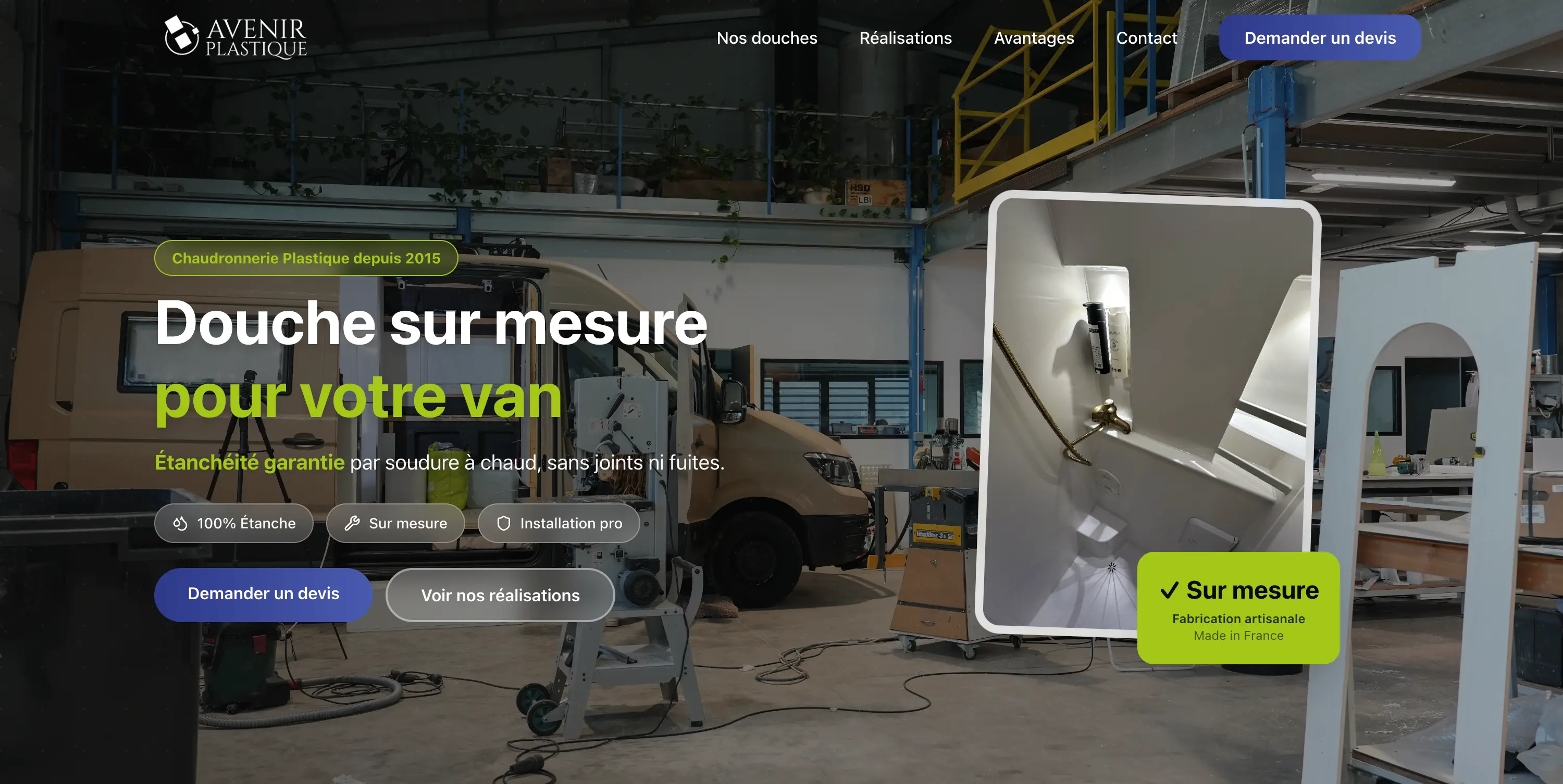 Avenir Plastique - Douches sur mesure pour van